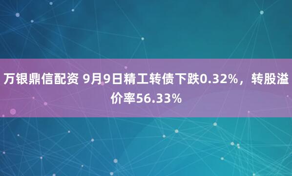 万银鼎信配资 9月9日精工转债下跌0.32%，转股溢价率56.33%