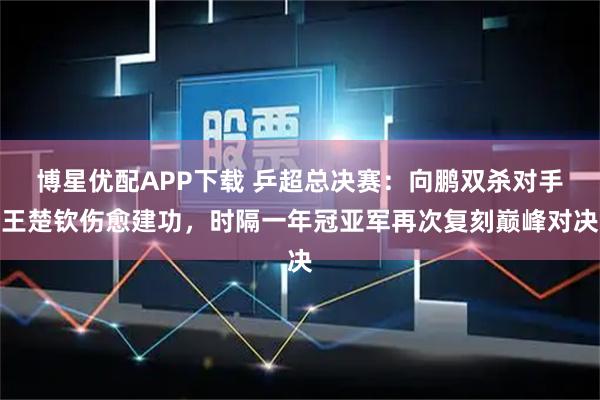 博星优配APP下载 乒超总决赛：向鹏双杀对手王楚钦伤愈建功，时隔一年冠亚军再次复刻巅峰对决